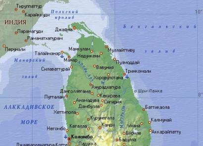 Где находится Шри-Ланка на карте?