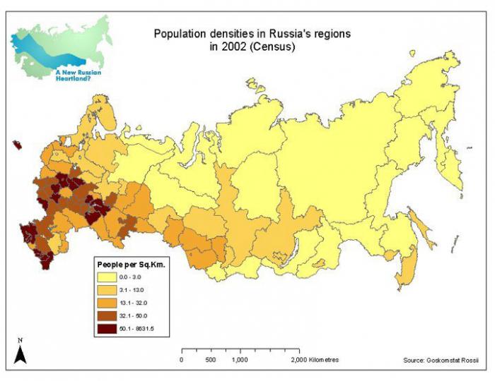 Карта плотности населения россии по регионам