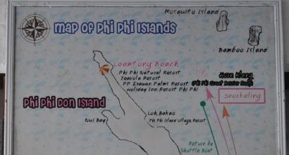 Mapa ostrva Phi Phi: Lokacija u Andamanskom moru